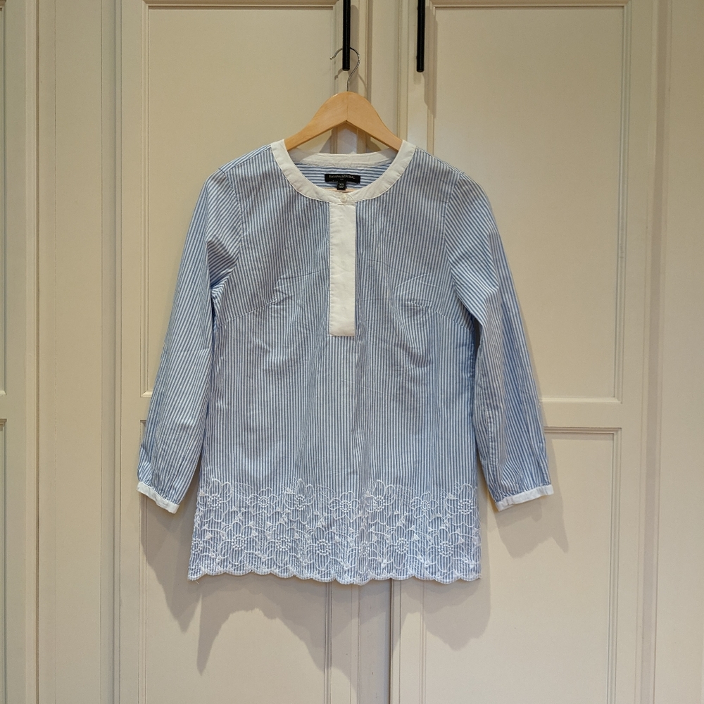 Banana Republic Striped Top Blue White Cotton XS